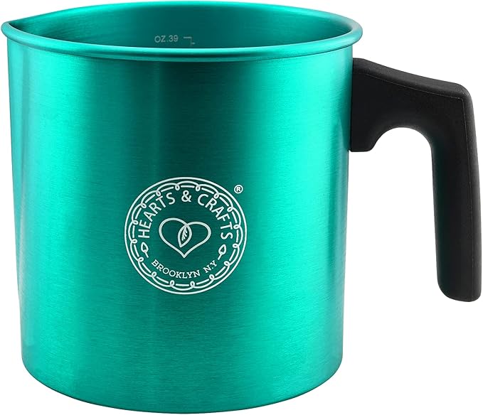 Hearts and Crafts 32oz Candle Pouring Pot - Wax Pourer for Candle Making - Aluminum Soap Melting Pot with Heat-Resistant Handle and No-Drip Spout - Holds 2 lbs Melted Wax for DIY Crafts - Teal