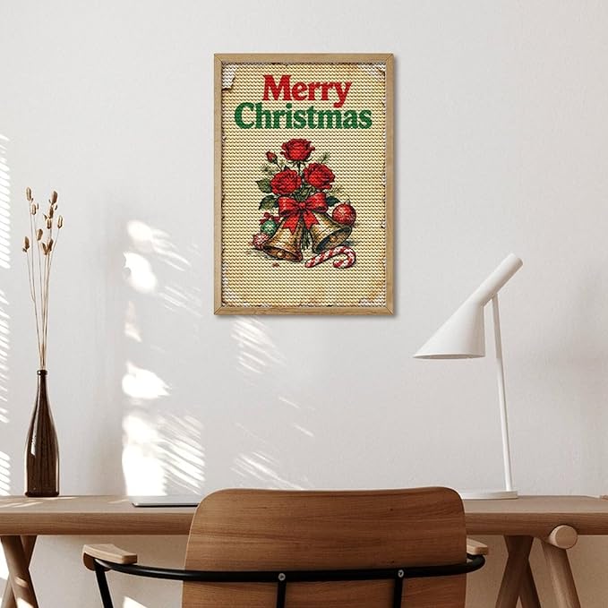 AIVKIEJK Diamond Painting Kits for Adults - Merry Christmas Santa, Holly & Vintage Painting DIY 5D Full Drill Diamond Dots Paintings with Diamonds Gem Art and Crafts Home Decor 8"x12"