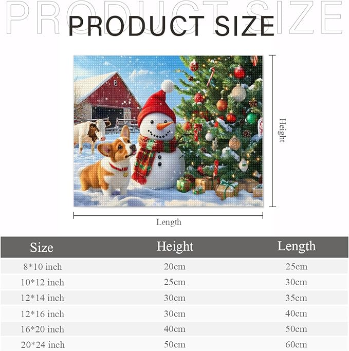 IMLQJES Diamond Painting Kits for Adults - DIY Christmas Diamond Painting - Barn Snowman Dog Gemstone Art Craft Cross Stitch for Beginners - for Wall Decor 12x14 Inch