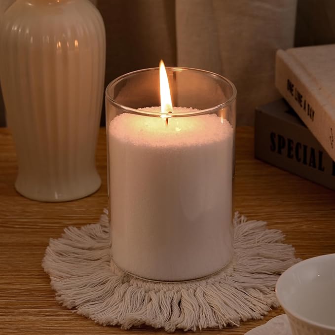 simeitol 18oz Scented Candle Sand Wax, Apple & Clove Scented Pearled Candles with a Glass Jar, Long Lasting with 120 Hours, Refillable Candle Sand with 30 Wicks for Mom/Home Decor/Holiday Gift/Relax