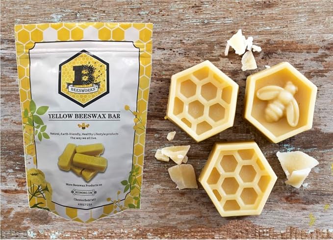 Beesworks Yellow Beeswax Bars (6 oz) | 100% Pure, Cosmetic Grade, Triple-Filtered Beeswax for DIY Skin Care, Lip Balm, Lotion and Candle Making (1 oz Bars - Pack of 6)