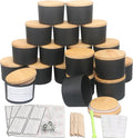 MILIVIXAY 20 Pack 4 OZ Matte Black Glass Candle Jars with Lids and Candle Making Kits - Bulk Wide Mouth Small Empty Candle Jars for Making Candles - Spice, Powder Containers.