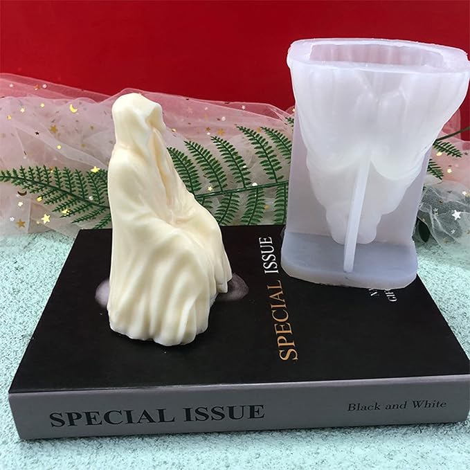 Ghost Candle Mold Halloween God of Death Resin Casting Silicone Mold for DIY Aromatherapy Candles Wax Plaster Polymer Clay Decoration