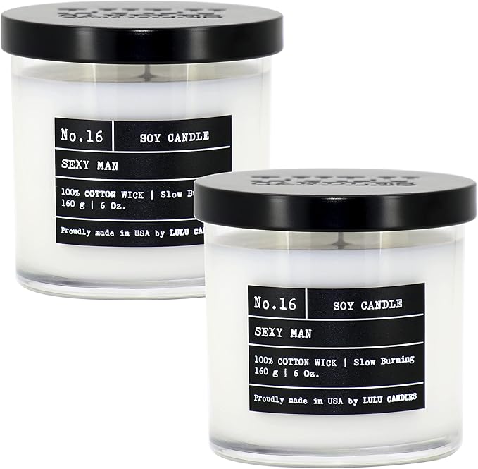 Lulu Candles | Sexy Man | Luxury Scented Soy Jar Candle | Hand Poured in The USA | Highly Scented & Long Lasting (6 Oz. 2 Pack)