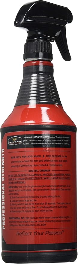 Meguiar's Non Acid Wheel & Tire Cleaner, Drtu14332, 32 oz, 6 Bottles/Case