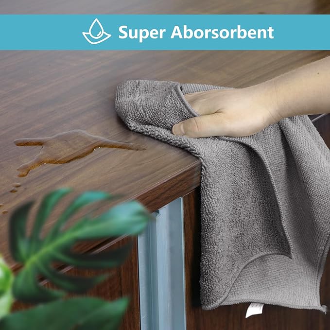 HOMEXCEL Grey Microfiber Cleaning Cloth 100 Pack, Microfiber Towel for Cars, Lint Free, Scratch-Free, Highly Absorbent, and Cleaning Rags for House, Window and Glass, Cars, TV Screen 11.5 X11.5 inch