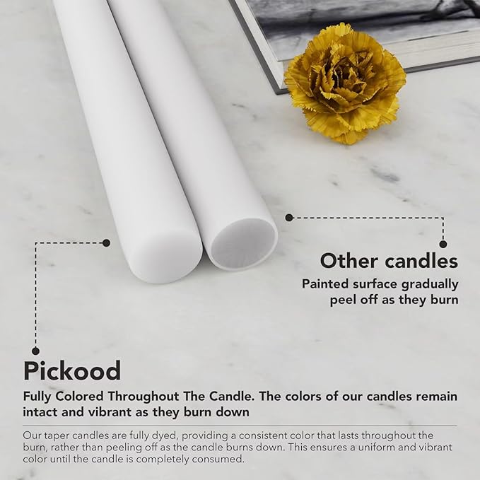 10-Inch Tall Dripless Taper Candles Set of 4 - White Tapered Candles, Perfect for Wedding,Dinner - Smokeless, Unscented, Long Burning - Hand Poured, Colored Tall Candlesticks - Blancas