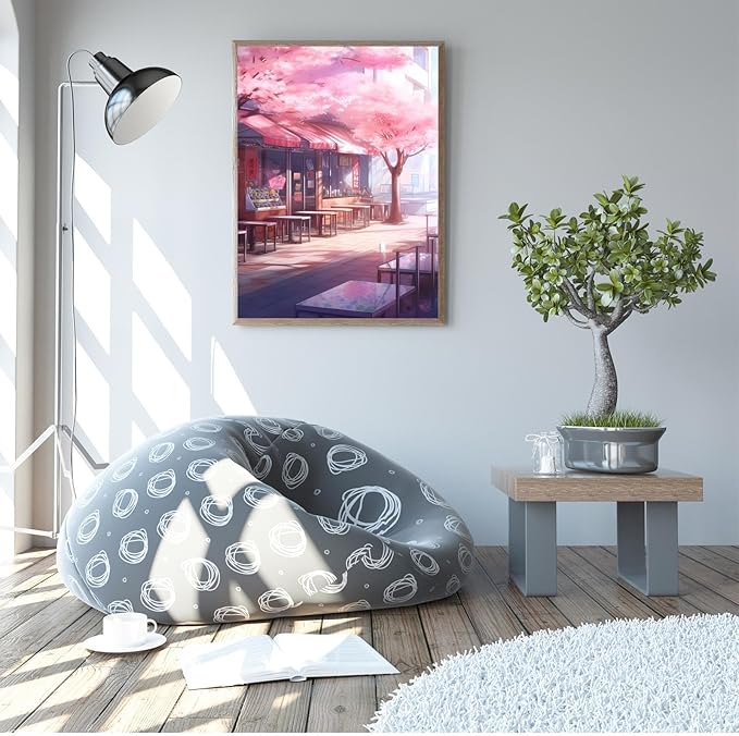 GUAIEUW DIY 5D Round Diamond Spring Cherry Blossom Diamond Painting Kits - Full Diamond Crystal Art Kit for Adults, Suitable for Modern Taste Home Decor Gifts 8x12 Inch