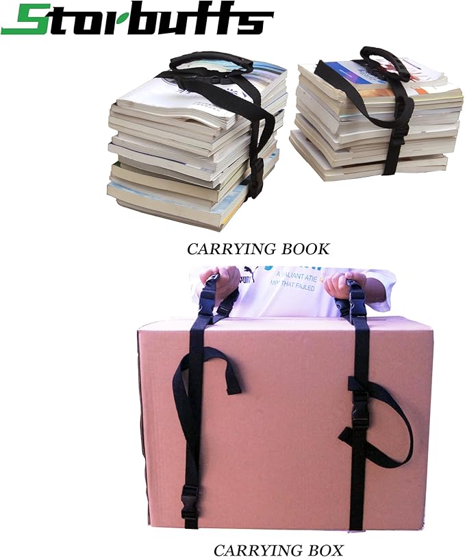 Moving Straps Carry Strap Lifting with Handle for 1 or 2 Mover | Adjustable and Strong | for Easy, Safe, Secure Carrying Boxes,Tent,Luggage,Beach Chairs,Book,Hand Shoulder Back,Black,Up to 100 LBS
