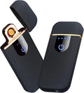 Electronic Lighter Smart USB Rechargeable, Mini Portable Design with Touch Dual-Sided Ignition - Windproof and flameless, Featuring Plasma Technology, Battery Indicator, and Lightweight Build(Black)