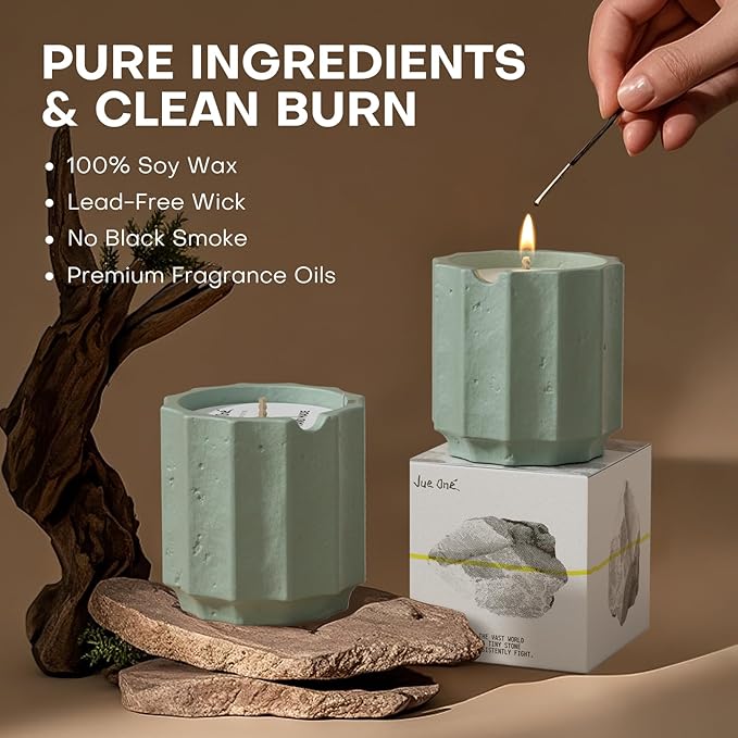 Scented Candles Set for Home, Natural Soy Wax Candle Gift, Non-Toxic Cement Jar Candles, Luxury Aromatherapy for Stress Relief, Highly Scented, Gifts for Women and Men (Mint & Rosemary)