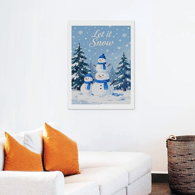 AIVKIEJK Diamond Painting Kits for Adults - Merry Christmas Snowman Winter Painting DIY 5D Full Drill Diamond Dots Paintings with Diamonds Gem Art and Crafts Home Decor 12"x16"