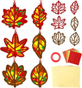 Qyeahkj 36 Set Fall Maple Leaves Suncatchers Crafts for DIY Autumn Window Tissue Paper Crafts Kit Thanksgiving Maple Hanging Decor for Fall Home Activity Art Project Birthday Party Favor Gift