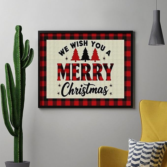 AIVKIEJK Diamond Painting Kits for Adults - Merry Christmas Welcome Painting DIY 5D Full Drill Diamond Dots Paintings with Diamonds Gem Art and Crafts Home Decor 16"x20"