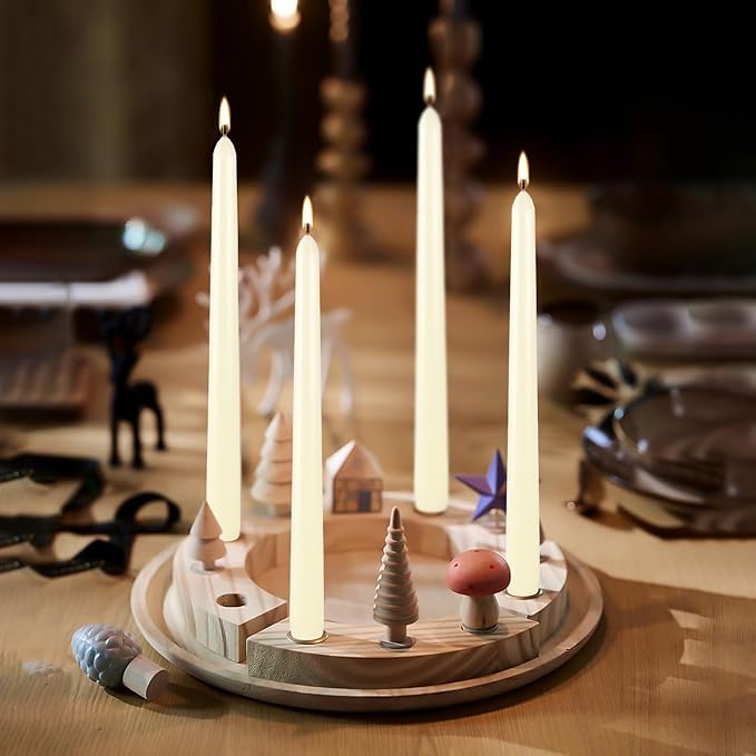 16 Pack Ivory Taper Candles, 7-8 Hours Burn Time, Unscented, Smokeless and Dripless, 4/5 x 10 Inch for Christmas,Household,Dinner,Wedding,Valentine's Day,Party and Home Décor Candlesticks