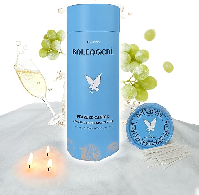 Prosecco Scented White Pearled Candle 18oz Luxury Sand Candle Granulated Wax - 30 Cotton Wicks – Wax for Candle Making Decorative Candles Smooth and Clean Burning Lasts up to 120 Hours