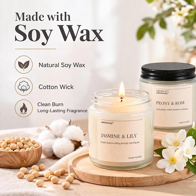 Scented Candles Gift Set, 8 Pack Soy Wax Candles for Home, Spring Summer Floral Fresh Aromatherapy Scents, Gifts for Women, Birthday