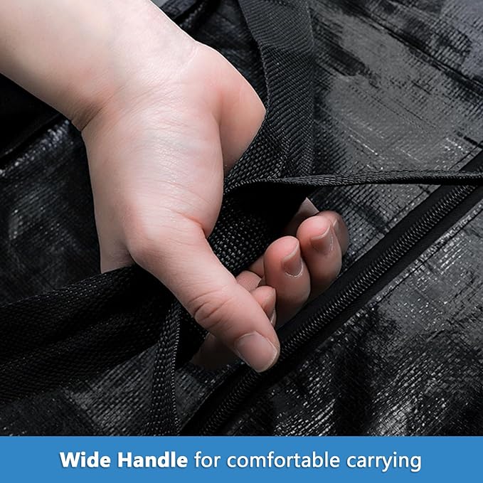 Elsjoy 2 Pack 66 Gallon Extra Large Moving Bags, 45 x 16 x 22 Inch Black XXL Storage Bags with Zippers & Handles, 250L Heavy Duty Over-Sized Storage Tote for Traveling, Moving, Camping