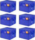 TICONN 6 Pack Extra Large Moving Bags with Zippers & Carrying Handles, Heavy-Duty Storage Tote Moving Boxes for Space Saving (6 PK, 45 Gallon)
