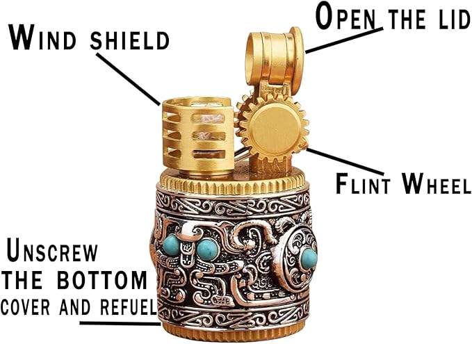 Vintage Candle Lighter, Cool Antique Refillable Kerosene Soft Flame Lighters for Candles, Unique Gift for Men