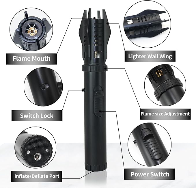 Torch Lighter, Bright Fire Lighter with Safety Lock and Adjustable Red/Blue Flame, Refillable Butane Gas Windproof Jet Flame Cool Lighters, for Candles Campfires BBQ Baking, Camping, Gift