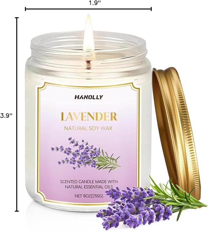Lavender Candle, 9 oz Scented Candles for Home Soy Candle Wax, Long Lasting Aromatherapy Candles for Women, Birthday Christmas Gifts,Perfect for Creating a Relaxing Ambiance