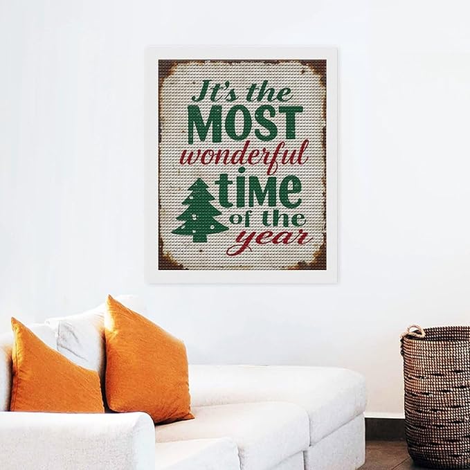Diamond Painting Kits for Adults - Humorous Quote & Christmas Tree Most Wonderful Time of The Year Painting DIY 5D Full Drill Diamond Dots Paintings with Diamonds Gem Art And Crafts Home Decor 16"x20"
