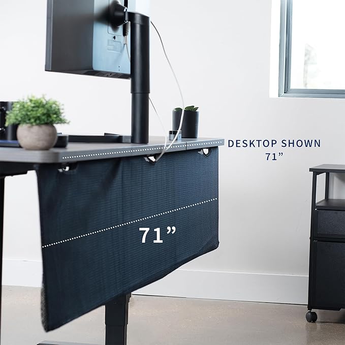 VIVO Black 71 inch Under Desk Privacy and Cable Management Organizer Sleeve, Wire Hider Kit Panel System, DESK-SKIRT-71