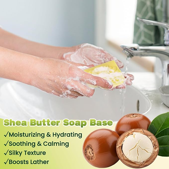Soap Making Kit- Soap Making Kit for Adults, DIY Soap Making Supplies with Shea Butter Glycerin Melt and Pour Base, Silicone Molds, Dried Flowers, DIY Craft for Beginners Gift for Women