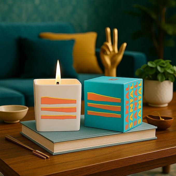 Lulu Candles | Santal Scented Candle – Creamy Sandalwood & Warm Woods Aroma, Long-Lasting Clean Burn Candle for Home Décor, Relaxation & Gifts – (9 Oz. Wood Wick Candle)