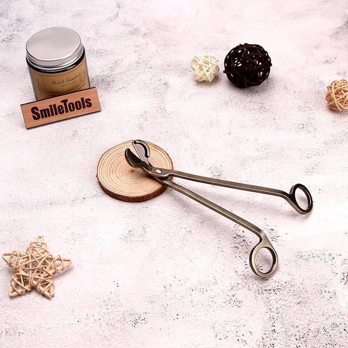 Candle Wick Trimmer, Wick Cutter with Sharp Angled Blades Candle Scissors, Brushed Brass in Elegant Fishing for Candle Care, Sturdy Antique Bronze Trimmer