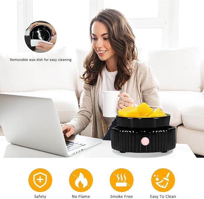 Wax Melt Warmer with 4 Timer & PTC Heating- Ceramic Fragrance 3-in-1 Oil Burner Electric Candle Wax Melter for Home Office Bedroom Fragrance, Home Décor and Gift Choice
