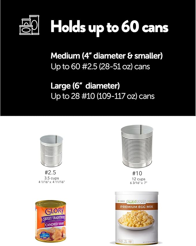 Shelf Reliance Cansolidator Max Large - 1-Pack Can Organizer for Pantry, Stackable Soda Can Storage for Kitchen, Holds 60 Large Cans of Food