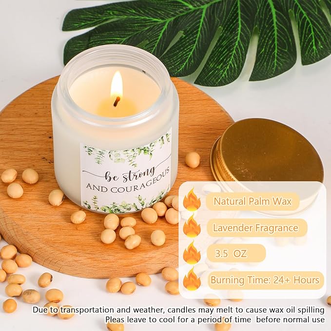Sieral 3 Pcs Christian Easter Gift Set for Women 20oz Tumbler, Prayer Candle & Bible Verse Makeup Bag, Inspirational Religious Church Faith Birthday Gift for Mothers Day Mom(Be Strong and Courageous)