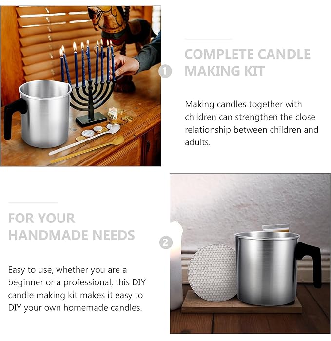 OATIPHO Stainless Steel Candle Melting Pot DIY Scented Candle Kit Wax Pouring Cup for Family Crafting and Wax Melting Random Color