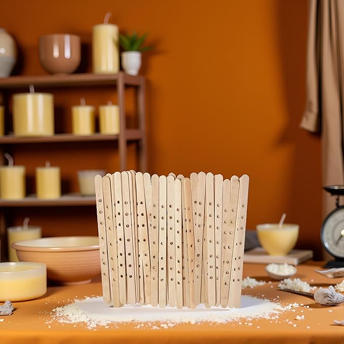 50Pcs Wooden Candle Wick Holders Candle Wick Bars Wicks Centering Device Wick Holders for Candle Making, Large, Multiwick Candles Arts Crafts Candle Making Wicks Candle Making