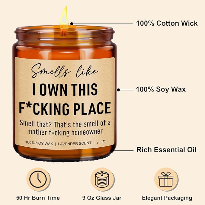 Funny Scented Candle, House Warming Gifts New Home, Housewarming Gifts for Women, Men, Couple, New Homeowner - First Apartment Essentials - Closing Presents for Home Buyers - 9 oz