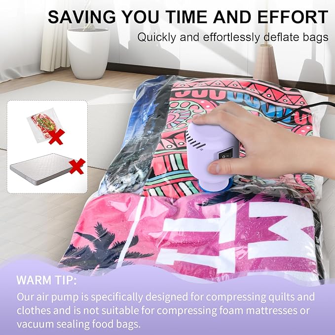 HOTBAG Electric Air Pump for Vacuum Storage Bags, Portable Travel Vacuum Pump Compressing Clothing Vacuum Seal Pump for Various Vacuum Seal Bags Purple(Storage Bag Not Included)
