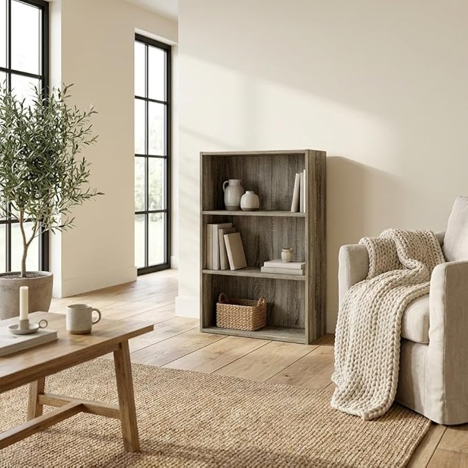 Furnifact Sonoma Oak Bookcase with Wood Construction, Sturdy Shelf Storage, Contemporary Design, Perfect for Office or Living Room Decor