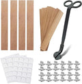 Wooden Candle Wicks with Wick Trimmer Cutter Crackling Candle Wicks kit 5.1 X 0.5 Inch Natural Candle Wood Wicks with Stand Candle Cores for DIY Candle Making Craft (Use Two Wicks)