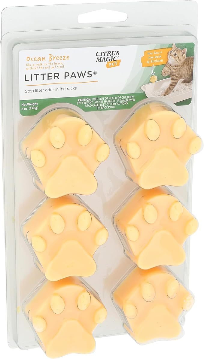 Citrus Magic Pet Odor Control Paws for Litter, Ocean Breeze, 6-Count, Pack of 2