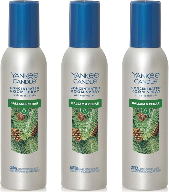 Yankee Candle Concentrated Air Freshener Room Spray, Odor Eliminator for Home, Bathroom, Balsam & Cedar, 1.5 Oz (Pack of 3)