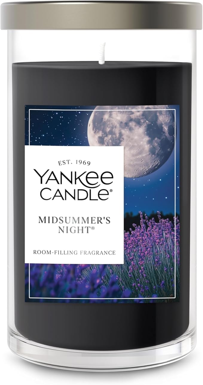 Yankee Candle Medium Pillar Scented Candle with up to 115 Hour Burn Time, Premium Plant Wax Blend for Consistent Burn, 14.25 oz Pillar Candle with Room Filling Fragrance, Midsummer's Night