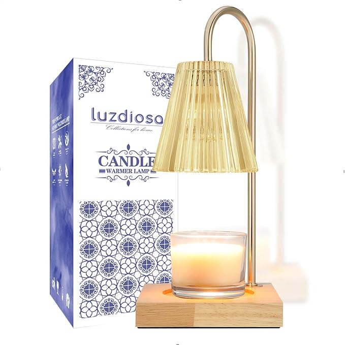 Candle Warmer Lamp with Timer, Vintage Electric Candle Lamp Warmer, Mothers Day Presents for Mom, House Warming Decor, Dimmable Candle Melter for Scented Wax, Amber