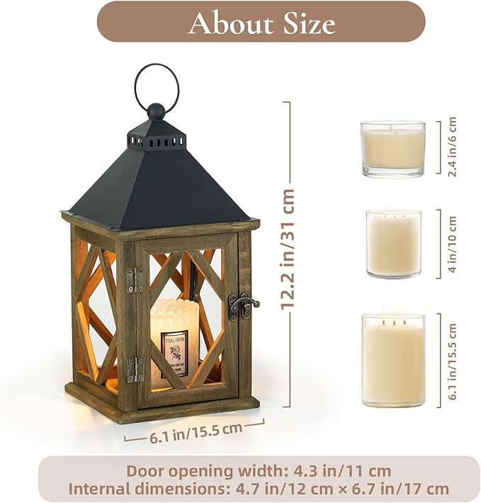 Candle Warmer Lamp with Timer: Farmhouse Candle Warmer Lantern Scented Wax Candle Burner Dimmable Vintage Home Decor Gift for Women
