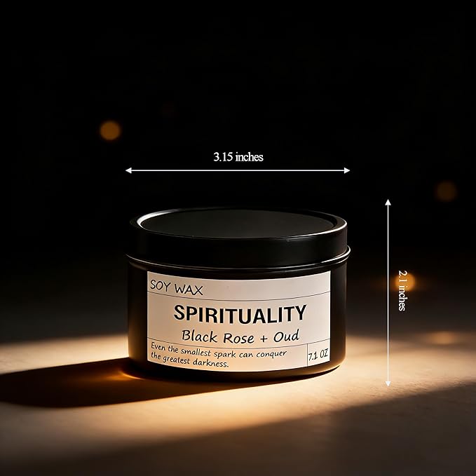 Chloefu LAN Crystal Energy Candle, Spiritual Candles for Women, Spark Conquer Darkness, Black Rose & Oud Candles, Emotional Support, Encouragement, Perfect Self-Care and Inspirational Affirmation Gift
