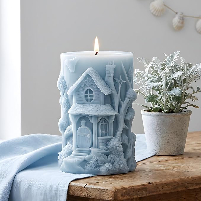 XIAOSHUI Tree House Candle Molds Forest Cottage Candle Silicone Mold for Candles Making Resin Casting Aromatherapy Candles Gypsum Craft Home Decorate