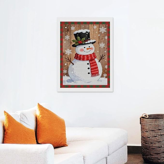 AIVKIEJK Diamond Painting Kits for Adults - Festive Snowman Red Scarf Painting DIY 5D Full Drill Diamond Dots Paintings with Diamonds Gem Art and Crafts Home Decor 12"x16"