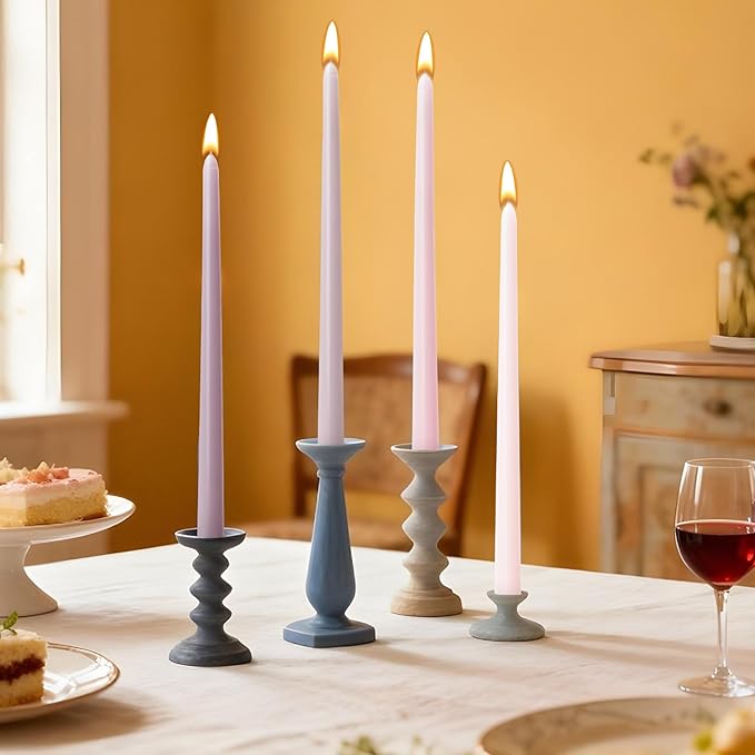 Viyffo 12 Inch Purpel Taper Candles Set of 12 Unscented Smokeless Long Tall Tapered Candle for Candlesticks Sticks Wedding Home Decor Dinner