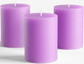 Set of 3 Pillar Candles 3" x 4" Unscented Handpoured Weddings, Home Decoration, Restaurants, Spa, Church Smokeless Cotton Wick - Lilac